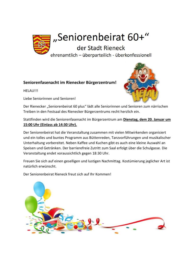 Plakat Seniorenfasenacht